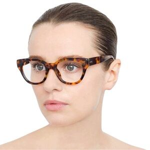 NWT Linda Farrow Harper D-Frame Tortoiseshell Optical Glasses Brown & Gold